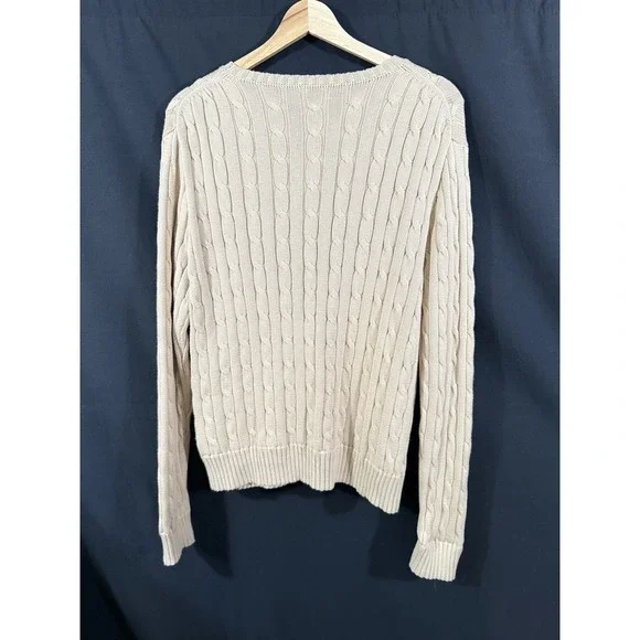 Polo Ralph Lauren Cable Knit Crew Neck Sweater 100% Cotton Tan Preppy Mens XL - Picture 14 of 14